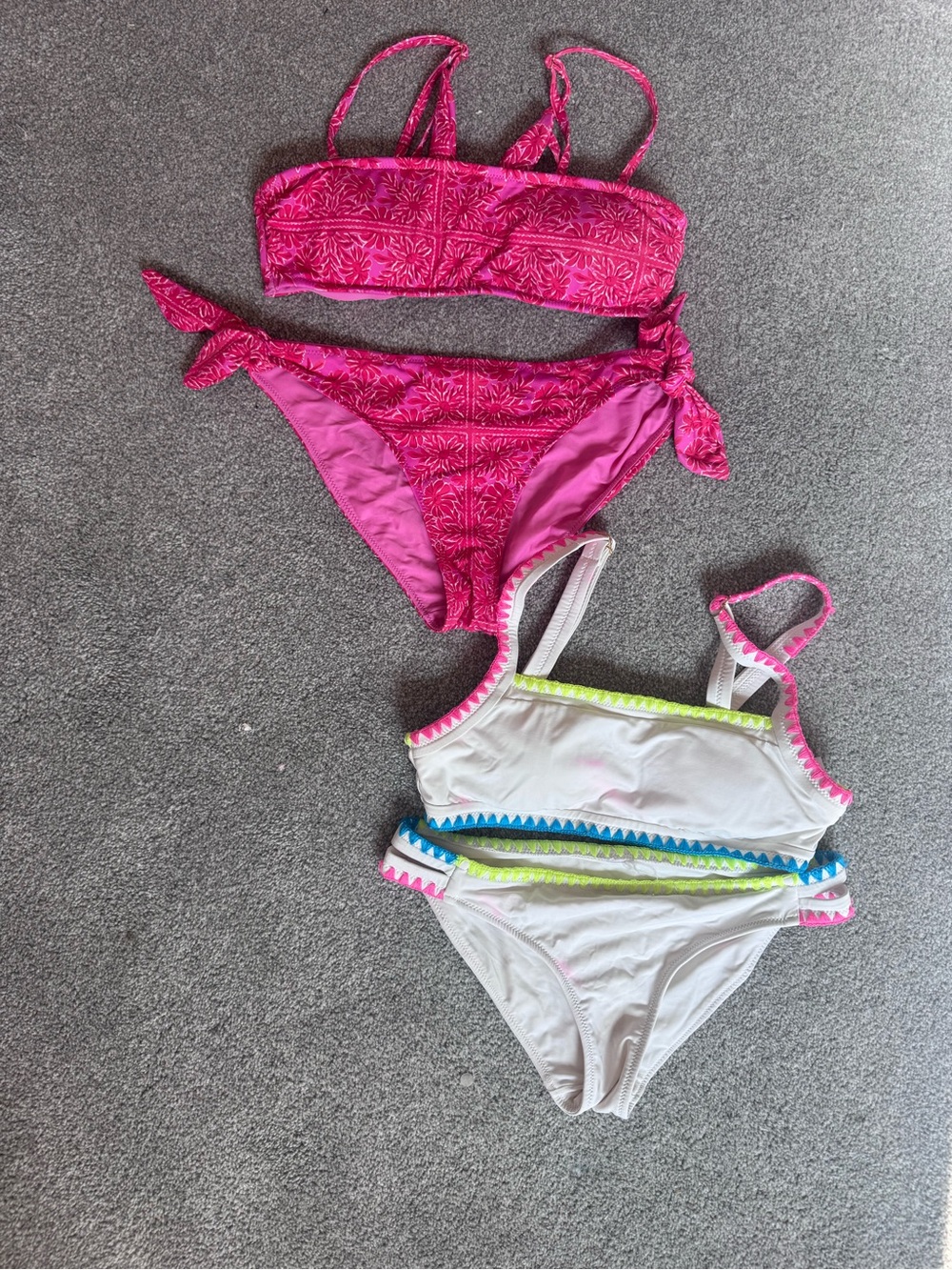 Vineyard Vines Pink Patterned Bikini & White Trim Bikini Set